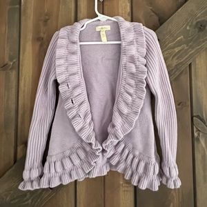 Matilda Jane lilac ruffle cardigan sweater, girls size 7
